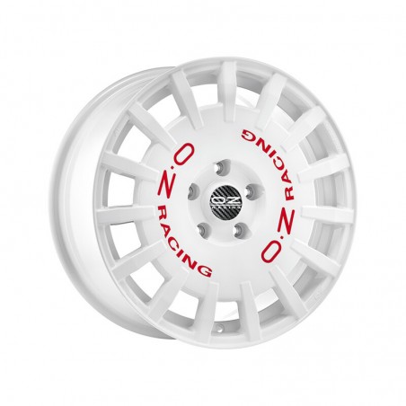 OZ Rally Racing 18x8" 5x100 ET35, Blanc, Lettres Rouges