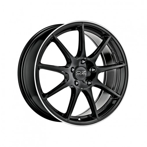 OZ Veloce GT 18x8" 5x108 ET45, Noir Brillant, Rebord Poli OZ Veloce GT 18x8" 5x108 ET45, Noir Brillant, Rebord Poli