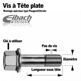 Vis de roue à portées plates M12 x 125 x 42mm Eibach