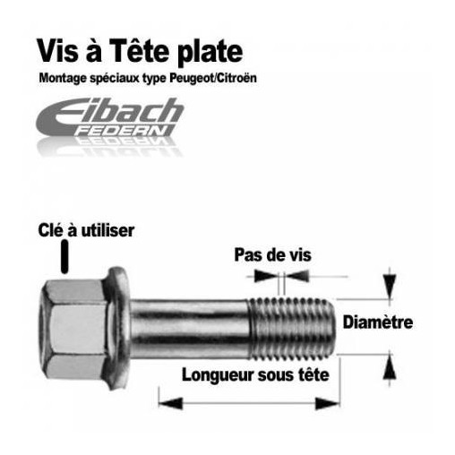 Vis de roue à portées plates M12 x 125 x 42mm Eibach