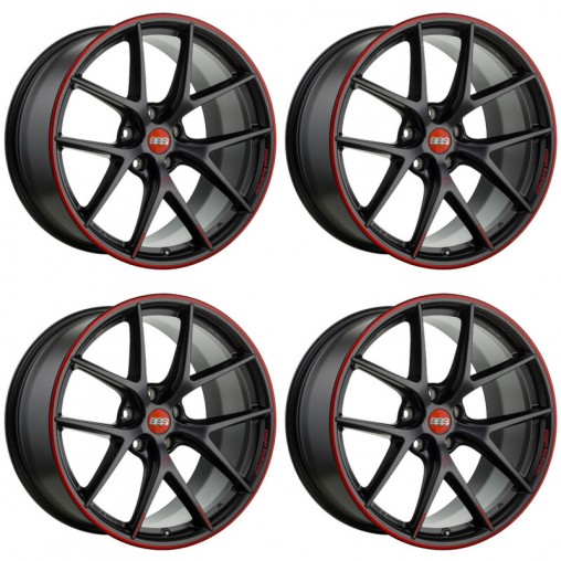 Lot de 4x BBS CI-R 19x8.5" 5x112 ET32 Nürburgring Edition, Noir Mat / Liseret Rouge