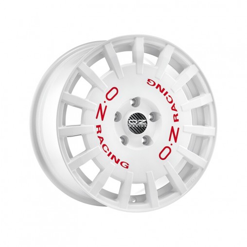 OZ Rally Racing 17x7" 5x114.3 ET45, Blanc, Lettres Rouges