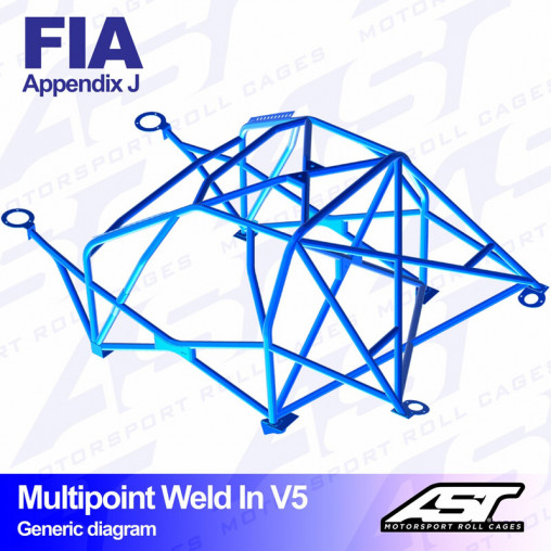 Arceau 10 Points à Souder AST Rollcages V5 pour Peugeot 206 - FIA