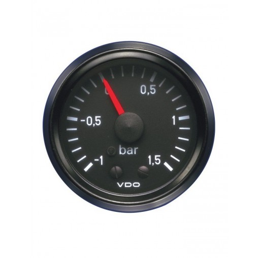 Manomètre VDO Pression Turbo 1.5 Bar Diamètre 52 Fond Noir Manomètre VDO Pression Turbo 1.5 Bar Diamètre 52 Fond Noir