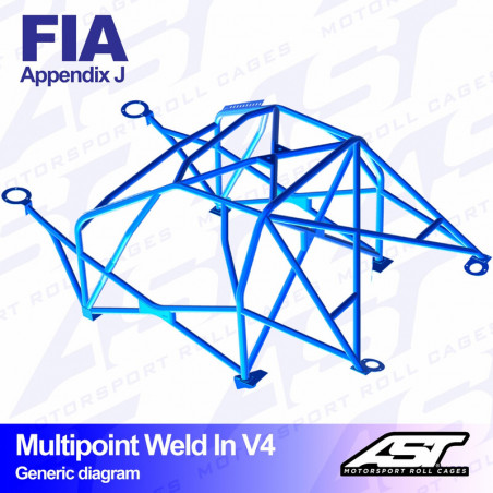 Arceau 10 Points à Souder AST Rollcages V4 pour Peugeot 206 - FIA