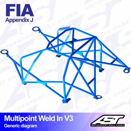 Arceau 10 Points à Souder AST Rollcages V3 pour Peugeot 206 - FIA