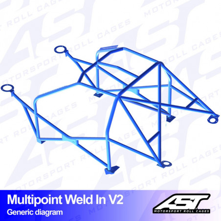 Arceau 10 Points à Souder AST Rollcages V2 pour Peugeot 206 - FIA