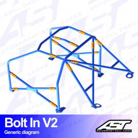 Arceau 6 Points à Boulonner AST Rollcages V2 pour Peugeot 206 - FIA