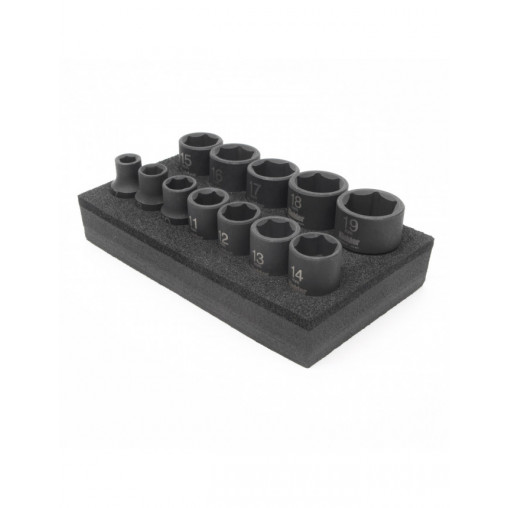 Jeu de douilles à chocs courtes 3/8" KIELDER 12 pièces métriques (7, 8, 10, 11, 12, 13, 14, 15, 16, 17, 18 et 19 mm) Jeu de douilles à chocs courtes 3/8" KIELDER 12 pièces métriques (7, 8, 10, 11, 12, 13, 14, 15, 16, 17, 18 et 19 mm)