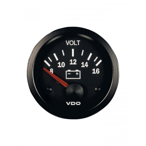 Manomètre Voltmètre VDO Cockpit International 8 / 16 Volts Diamètre 52 Fond Noir Manomètre Voltmètre VDO Cockpit International 8 / 16 Volts Diamètre 52 Fond Noir