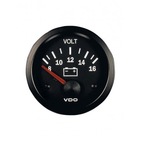 Manomètre Voltmètre VDO Cockpit International 8 / 16 Volts Diamètre 52 Fond Noir