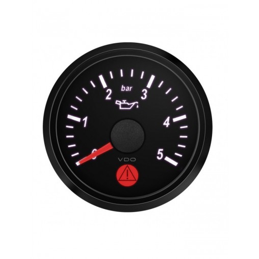 Manomètre Pression Huile VDO SingleViu Diamètre 52mm Fond Noir 0-5Bars Manomètre Pression Huile VDO SingleViu Diamètre 52mm Fond Noir 0-5Bars