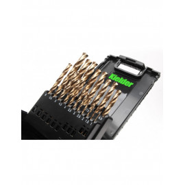 Coffret assortiment de forets KIELDER HSS 8% Cobalt 19 pièces (1-10 mm par incréments de 0,5 mm)