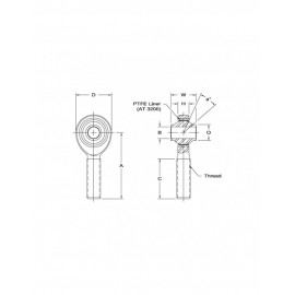 Rotule compétition mâle 3/8" Aurora filetage 7/16" pas à gauche