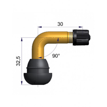 Valve tubeless coudée à 90°