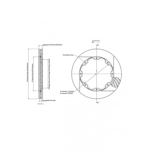 Disque de frein AP Racing 270x22 4x108 PSA 4 rainures Disque de frein AP Racing 270x22 4x108 PSA 4 rainures