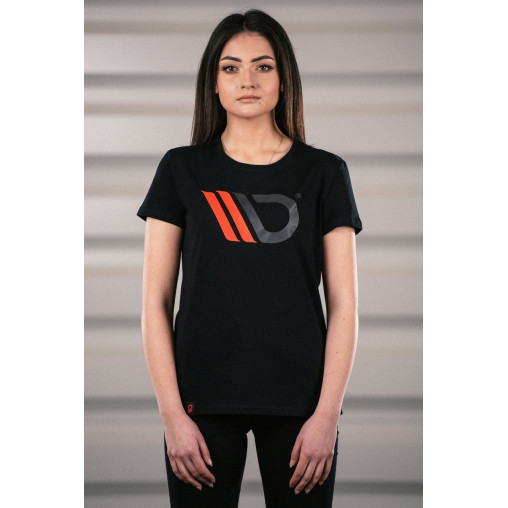 MAXTON Womens Black T-shirt with red logo