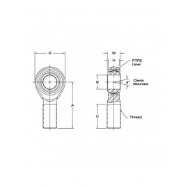 Rotule Compétition Aurora Mâle Pas Anglais Oeil 5/8"