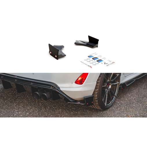 MAXTON Lames De Pare-Chocs Arrière Latérales + Ailerons V.4 Ford Fiesta ST Mk8 MAXTON Lames De Pare-Chocs Arrière Latérales + Ailerons V.4 Ford Fiesta ST Mk8