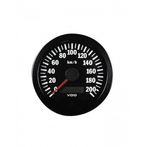 Compteur de Vitesse VDO 200 KMH Diamètre 80 Fond Noir Electrique