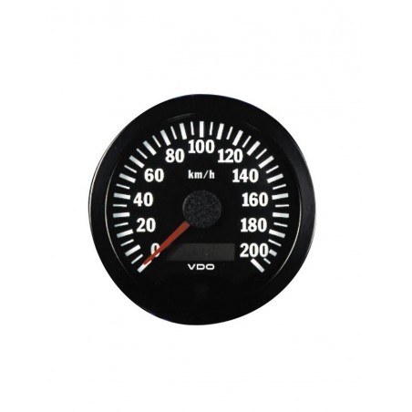 Compteur de Vitesse VDO 200 KMH Diamètre 80 Fond Noir Electrique