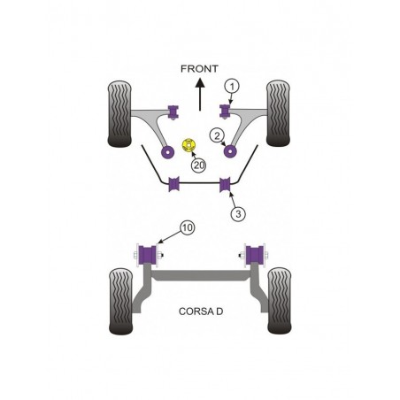 Silent-Bloc Powerflex Triangle Avant Opel Corsa D Postérieur (2 Pièces)