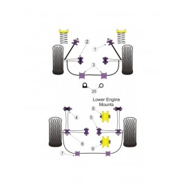 Silent-Bloc Powerflex Support Moteur Inférieur Arrière Toyota MR2 (1 Pièce)