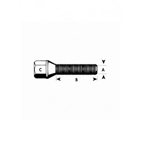 Vis de roue Bratex 12x150mm long 40mm tte 19mm