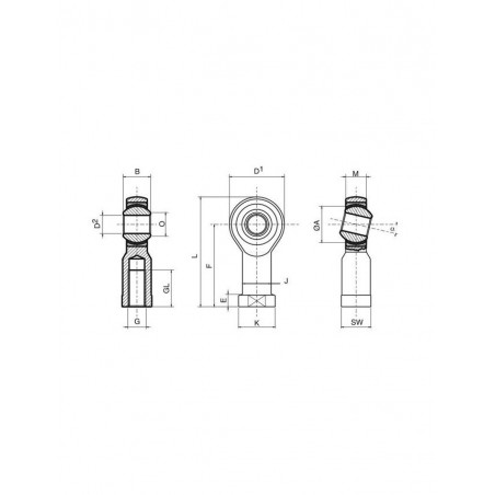 Rotule Renforcé Rodobal SE Femelle Pas à Gauche 8mm / 1.25mm