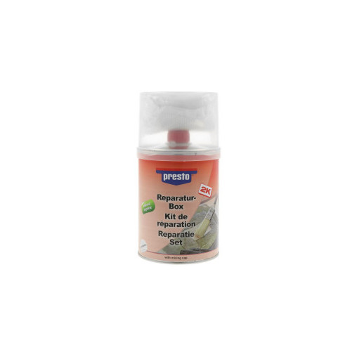 Kit mastic de réparation résine polyester 2K sans styrène PRESTO 1kg Kit mastic de réparation résine polyester 2K sans styrène PRESTO 1kg