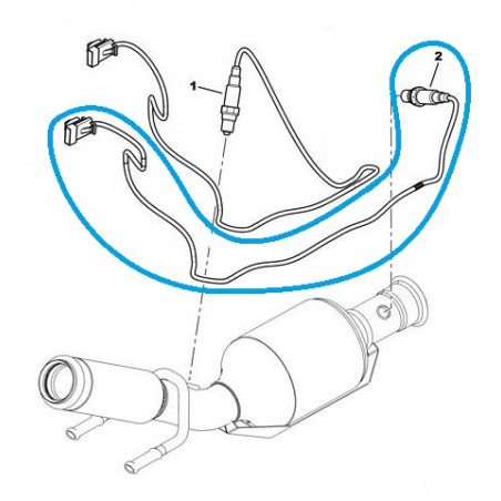 Sonde lambda aval - bleu (après cata) BOSCH pour Peugeot 206 RC / S16 2 Sondes