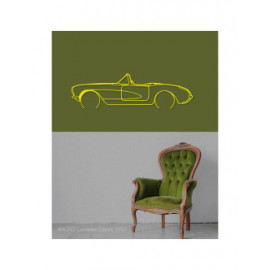 Décoration à poser Art Design support acier - silhouette Chevrolet CORVETTE CLASSIC 1957