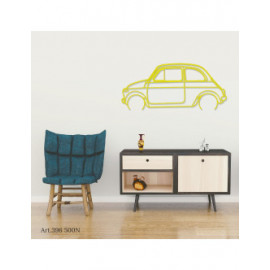 Décoration à poser Art Design support acier - silhouette Fiat 500 No