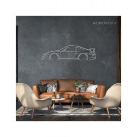Décoration à poser Art Design support acier - silhouette Porsche 997 GT3