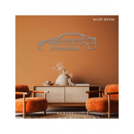 Décoration à poser Art Design support acier - silhouette BMW M3 E46 Décoration à poser Art Design support acier - silhouette BMW M3 E46