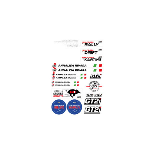 Planche d'autocollants GT2i Italie pour casque Planche d'autocollants GT2i Italie pour casque