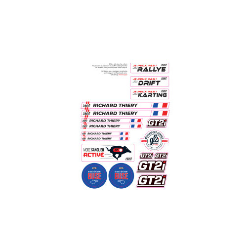 Planche d'autocollants GT2i pour casque