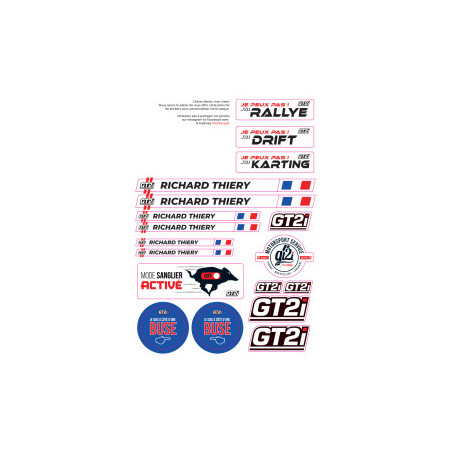 Planche d'autocollants GT2i pour casque