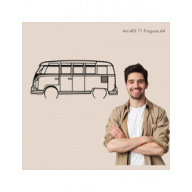 Décoration à poser Art Design support acier - silhouette VW T1 VAN 64