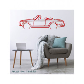 Décoration à poser Art Design support bois - silhouette Fiat 600 CONVERTIBLE