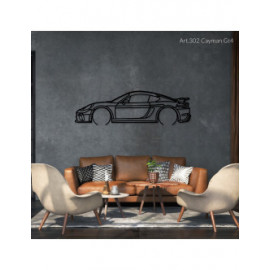 Décoration à poser Art Design support acier - silhouette Porsche CAYMAN GT4