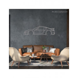 Décoration à poser Art Design support acier - silhouette Porsche CAYMAN GT4