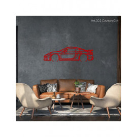 Décoration à poser Art Design support acier - silhouette Porsche CAYMAN GT4