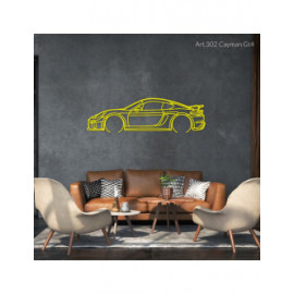 Décoration à poser Art Design support acier - silhouette Porsche CAYMAN GT4