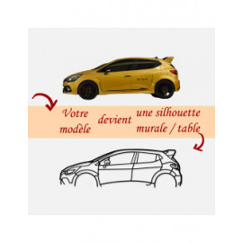 Décoration à poser Art Design support bois - silhouette VW GOLF 1 GTI