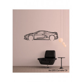 Décoration à poser Art Design support bois - silhouette Chevrolet C8 CORVETTES