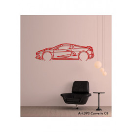 Décoration à poser Art Design support bois - silhouette Chevrolet C8 CORVETTES