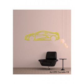 Décoration à poser Art Design support bois - silhouette Chevrolet C8 CORVETTES