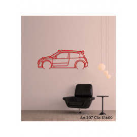 Décoration à poser Art Design support acier - silhouette Renault CLIO S1600