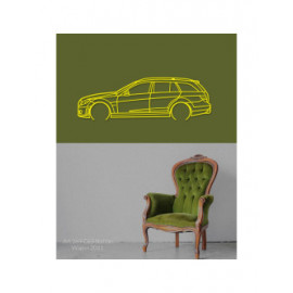 Décoration à poser Art Design support acier - silhouette Mercedes C63 STATION WAGON 2011